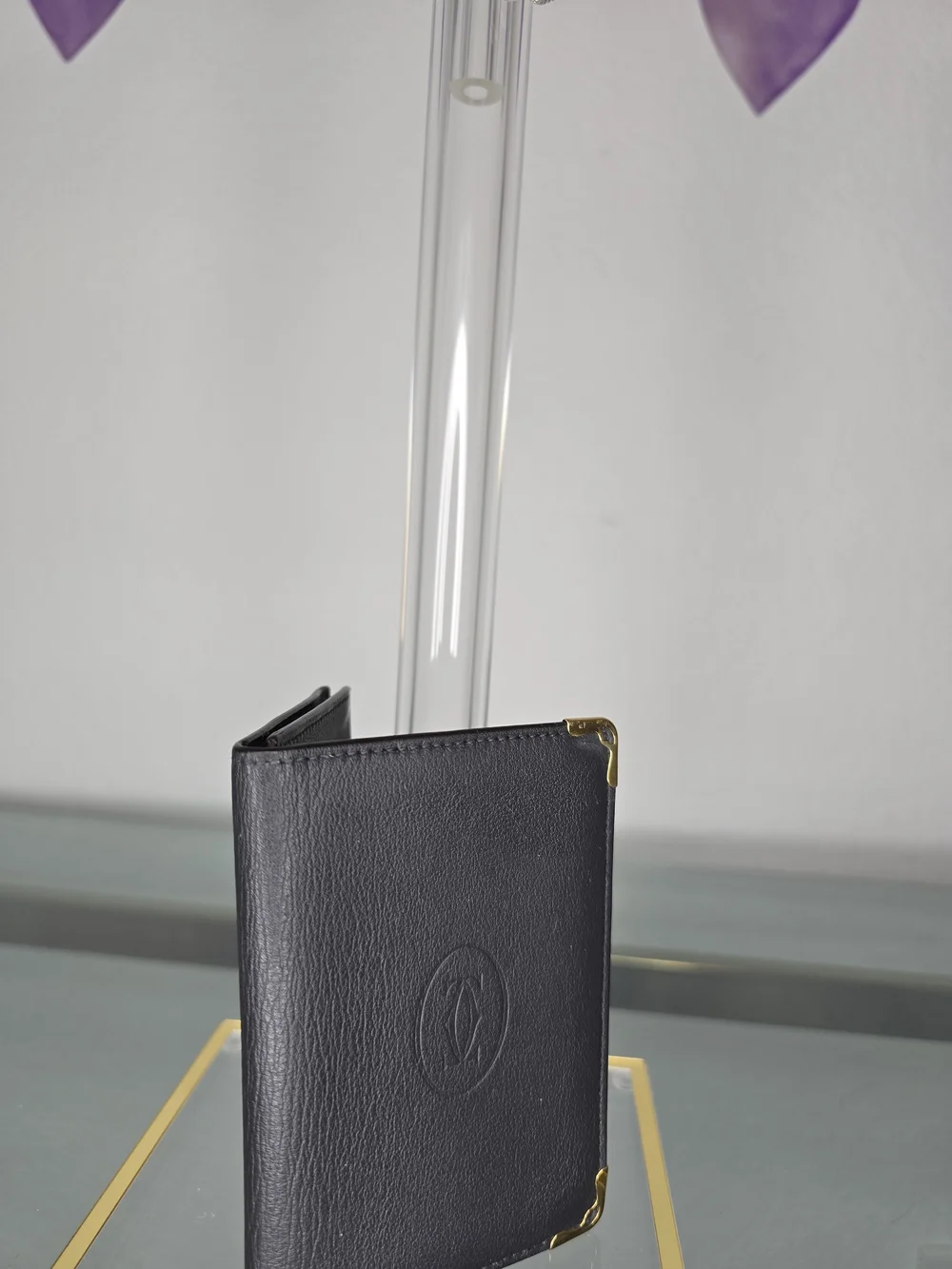 Cartier Wallet with Gold Corner Accents